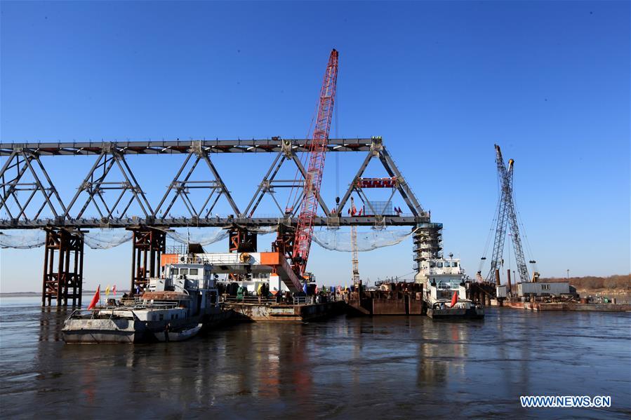 China part of cross-river railway bridge to Russia completed