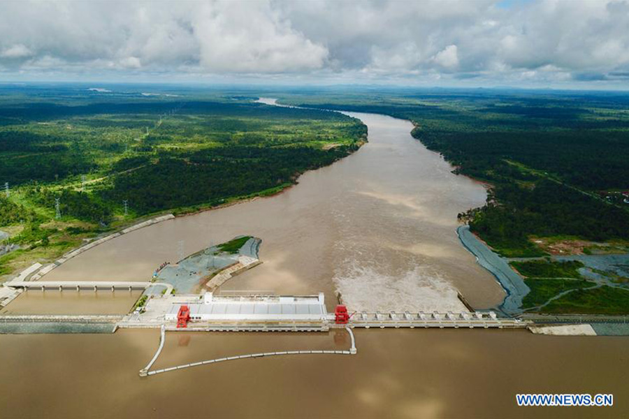 View of Lower Sesan II hydroelectric power station in Cambodia