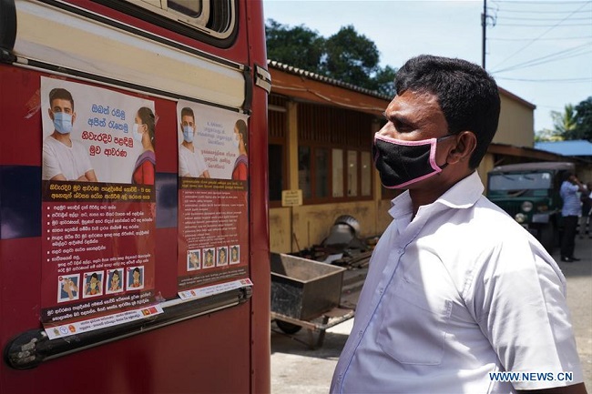 China donates masks, COVID-19 preventive posters for Sri Lanka's public buses