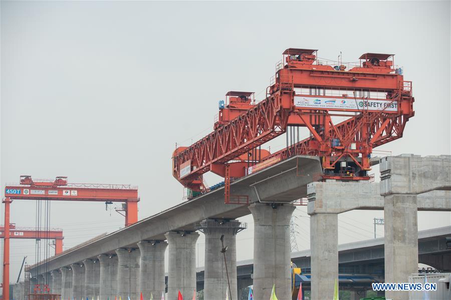 Girder erection of whole Jakarta-Bandung High Speed Railway ongoing