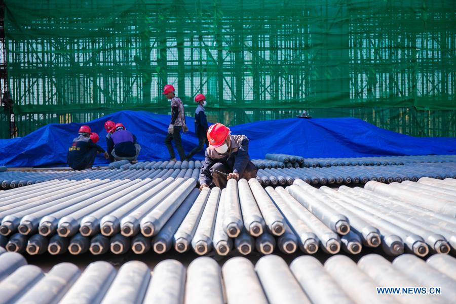 China-Laos railway seals roof of its largest Vientiane station building