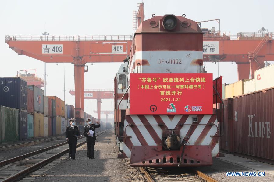 First "Qilu" freight train leaves E China's Jiaozhou for capital of Azerbaijan