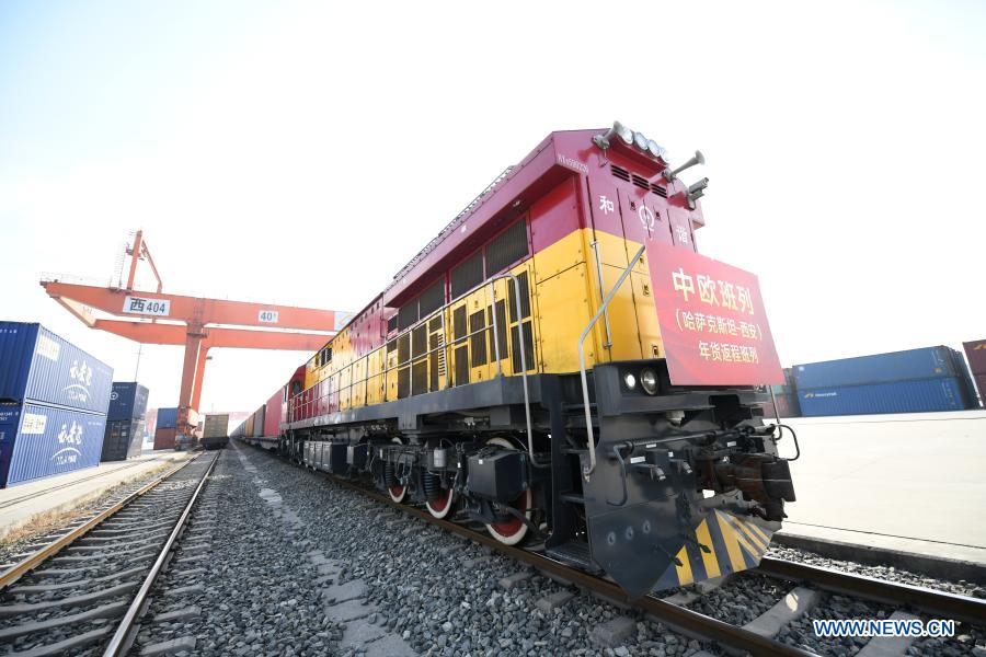 China-Europe freight train from Kazakhstan arrives in Xi'an