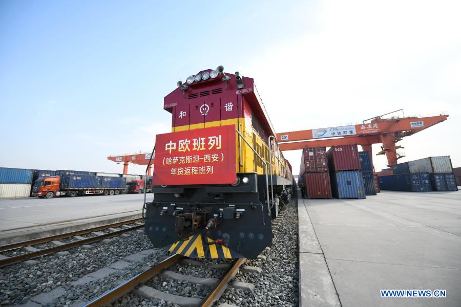 China-Europe freight train from Kazakhstan arrives in Xi'an