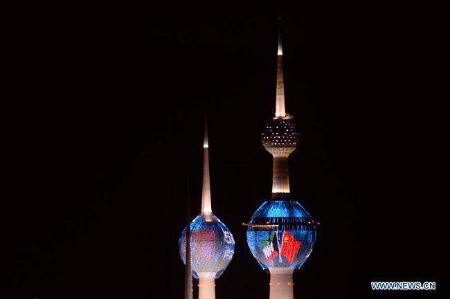 Kuwait Towers illuminated to mark 50th anniv. of Kuwait-China diplomatic ties