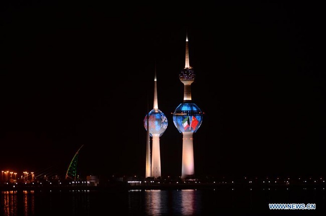 Kuwait Towers illuminated to mark 50th anniv. of Kuwait-China diplomatic ties