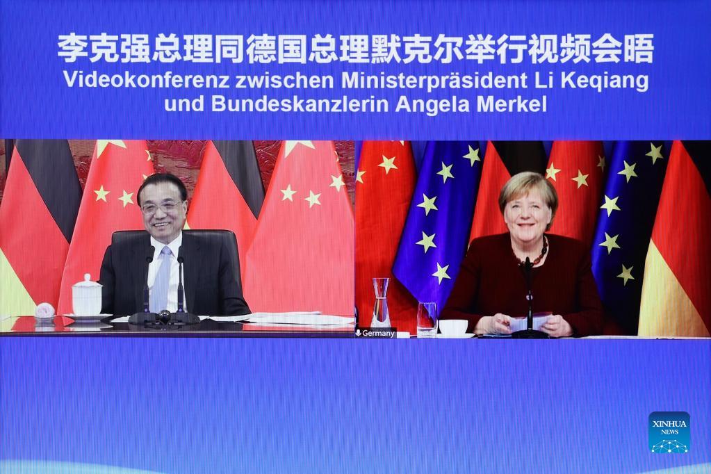 Premier Li meets Merkel via video link