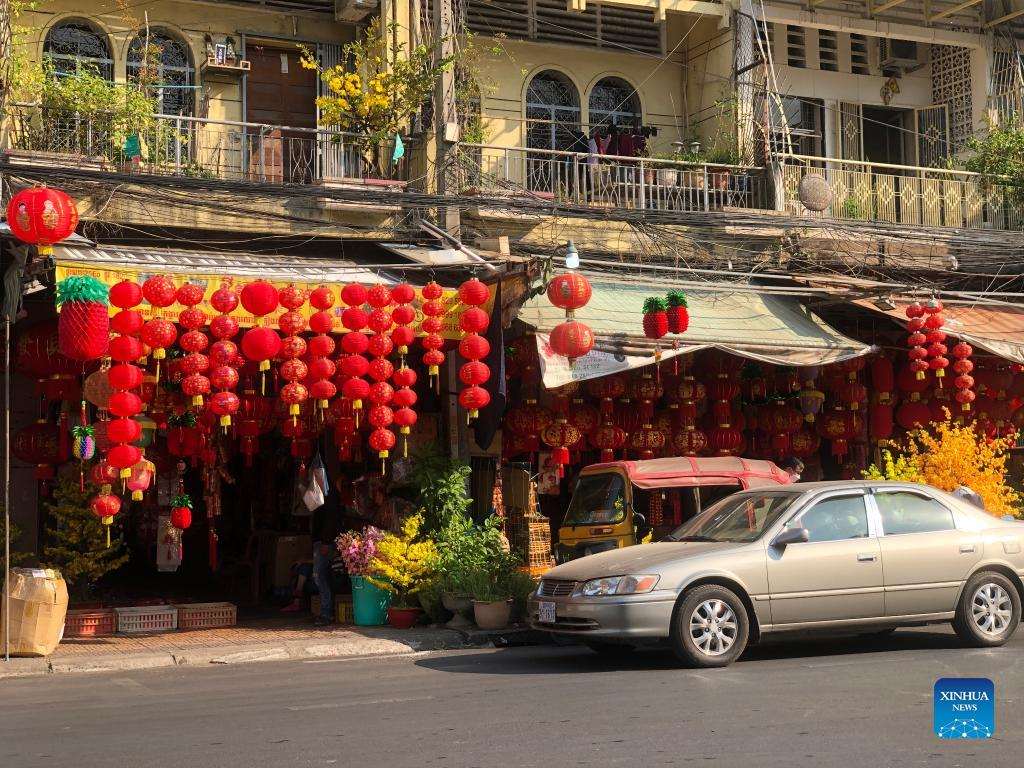 Chinese Lunar New Year decorations seen in Phnom Penh, Cambodia